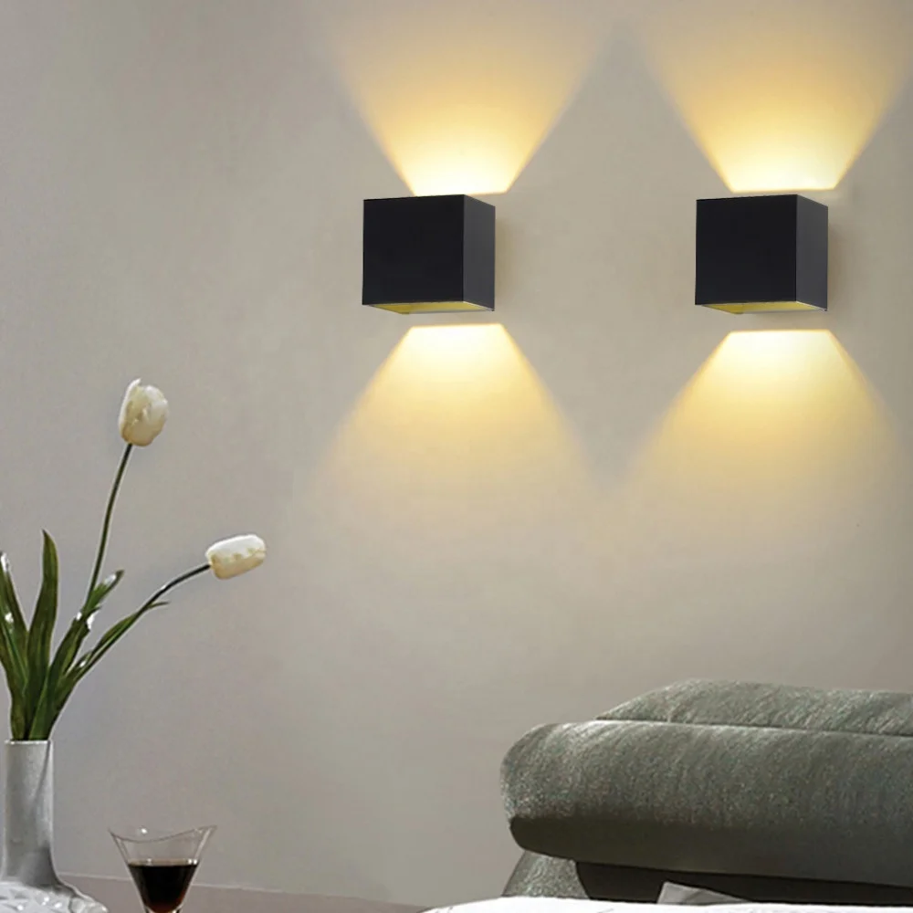 
LED Wall Lamp Dimmable Square Bedside Sconces 6W Indoor Lighting Fixture Living Room Study Stair Hotel Aisle Decor AC 110V 220V 
