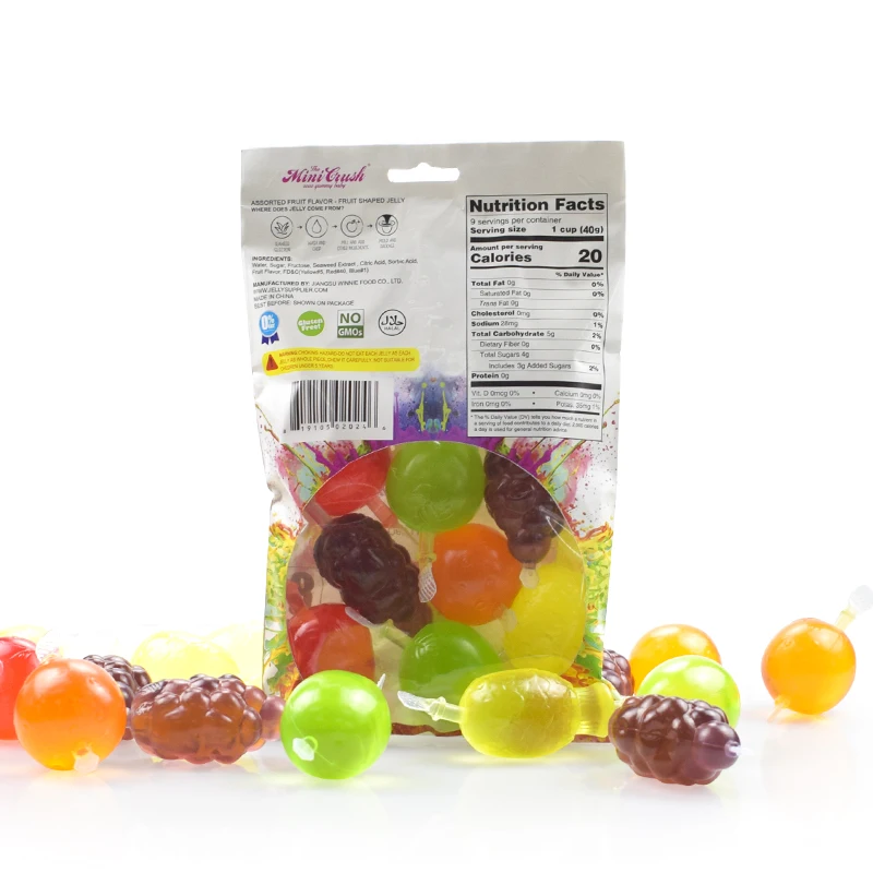 MINICRUSH JELLY OEM Hot Snack Sweet Fruit Shaped Jelly 35g Halal Jelly Pudding Halal Fruit Bites