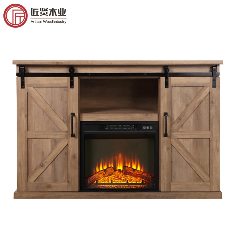 2 In 1 Living Room Cabinet Modern TV Cabinet Wooden TV Bench Artificial Fireplace Tv Stand