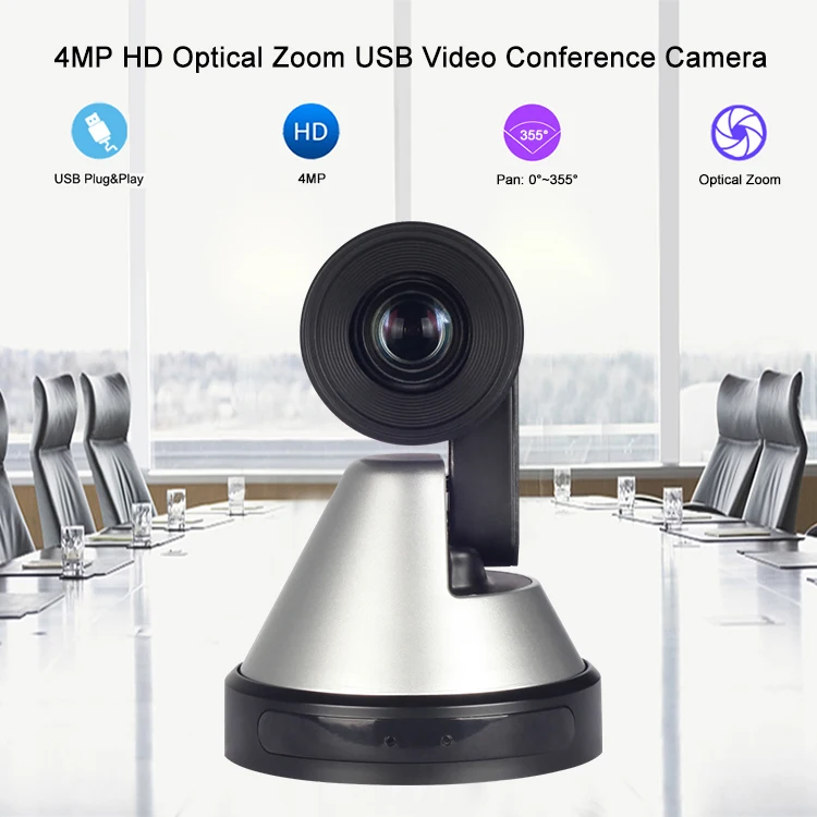 HD 4K 8MP 10X Zoom USB 2.0 Multi-function Pan-Tilt PTZ Video Conference Camera For Church Events Live Streaming