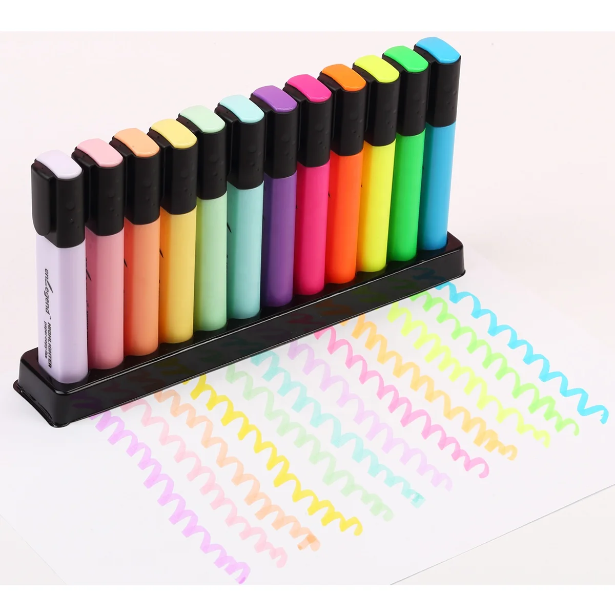 Practical Highlighter Marker Pen Set: Square Barrel Design in Classic Style with 12 Colors