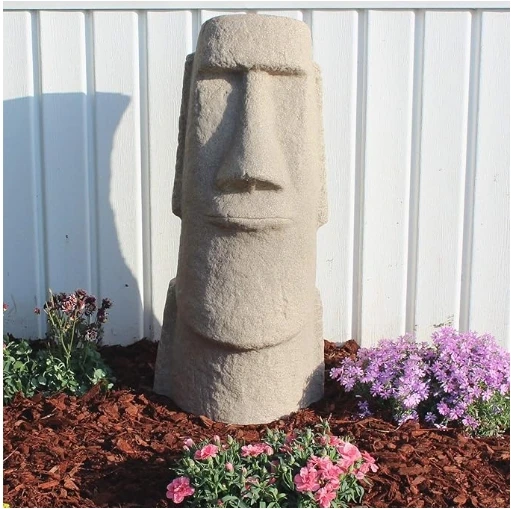 Resin natural sandstone exterior Easter Island head statue for outdoor decoration