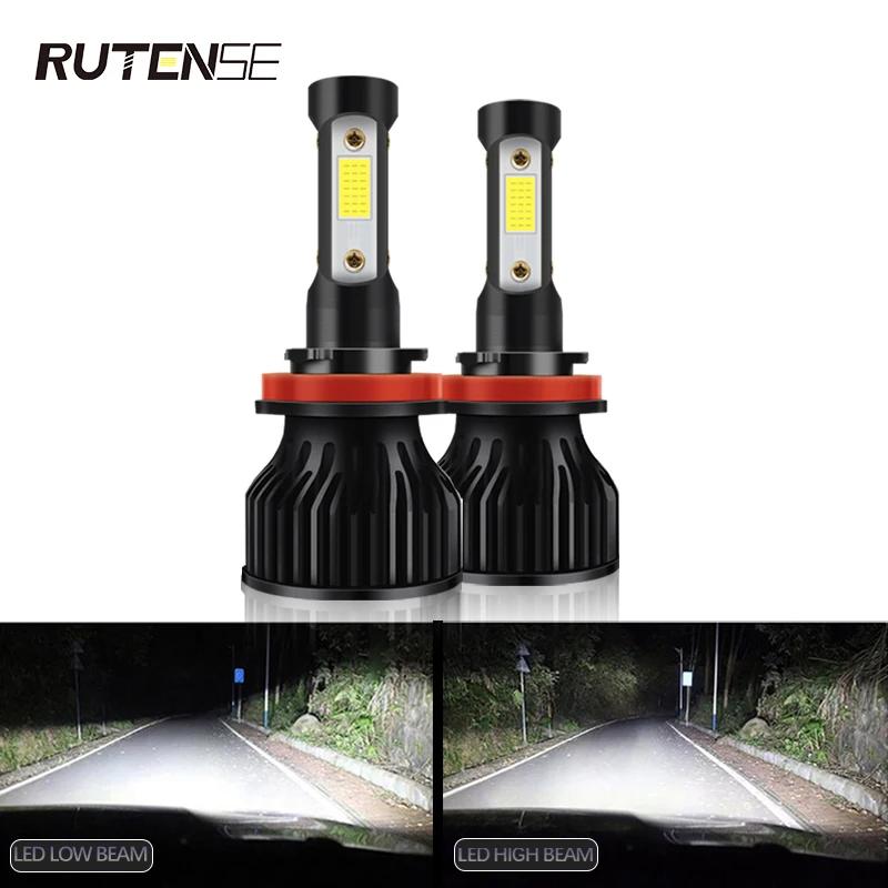 RUTENSE 4 sides 50W  cheap price super bright COB chip H7 led bulb h11 9005 9006 x7 s4  h4 led headlight