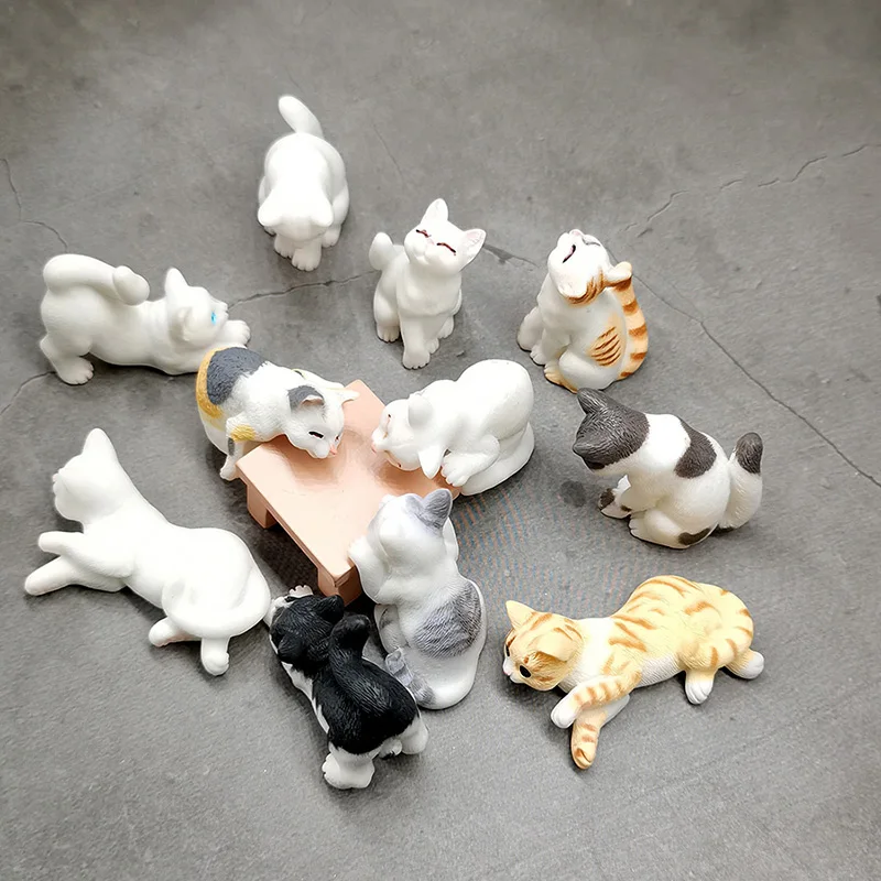 Miniature Cat Resin Craft Mini Animal Home Statue Kawaii Ornament Moss Decorative Terrarium Figurines Lawn Potted Decor