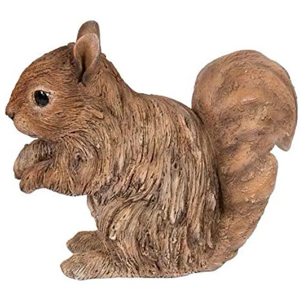 Realist Driftwood Look Squirrel Resin Figurine Statue for Outdoor Decoration