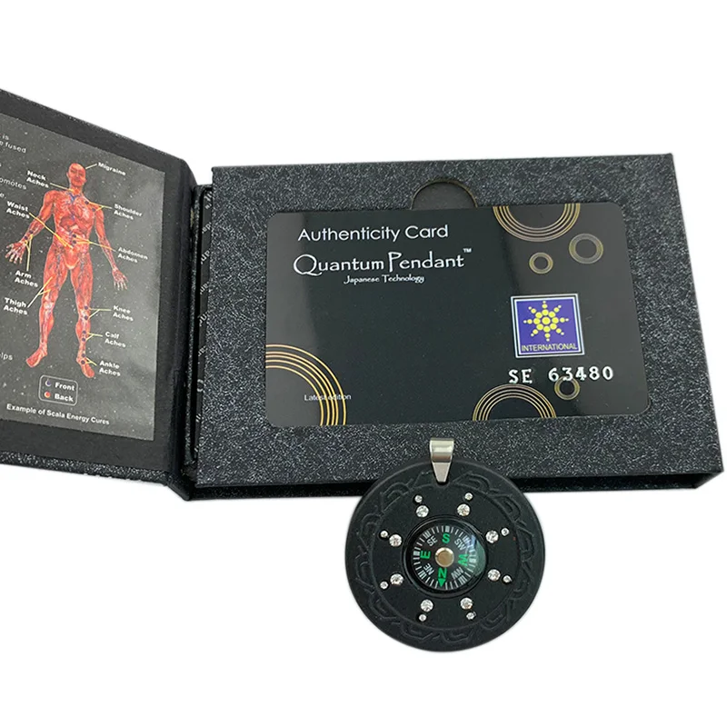 8166 compass rose bio energy quantum  pendant lava stone  with box packaging and bio energy card, OEM logo acceptance