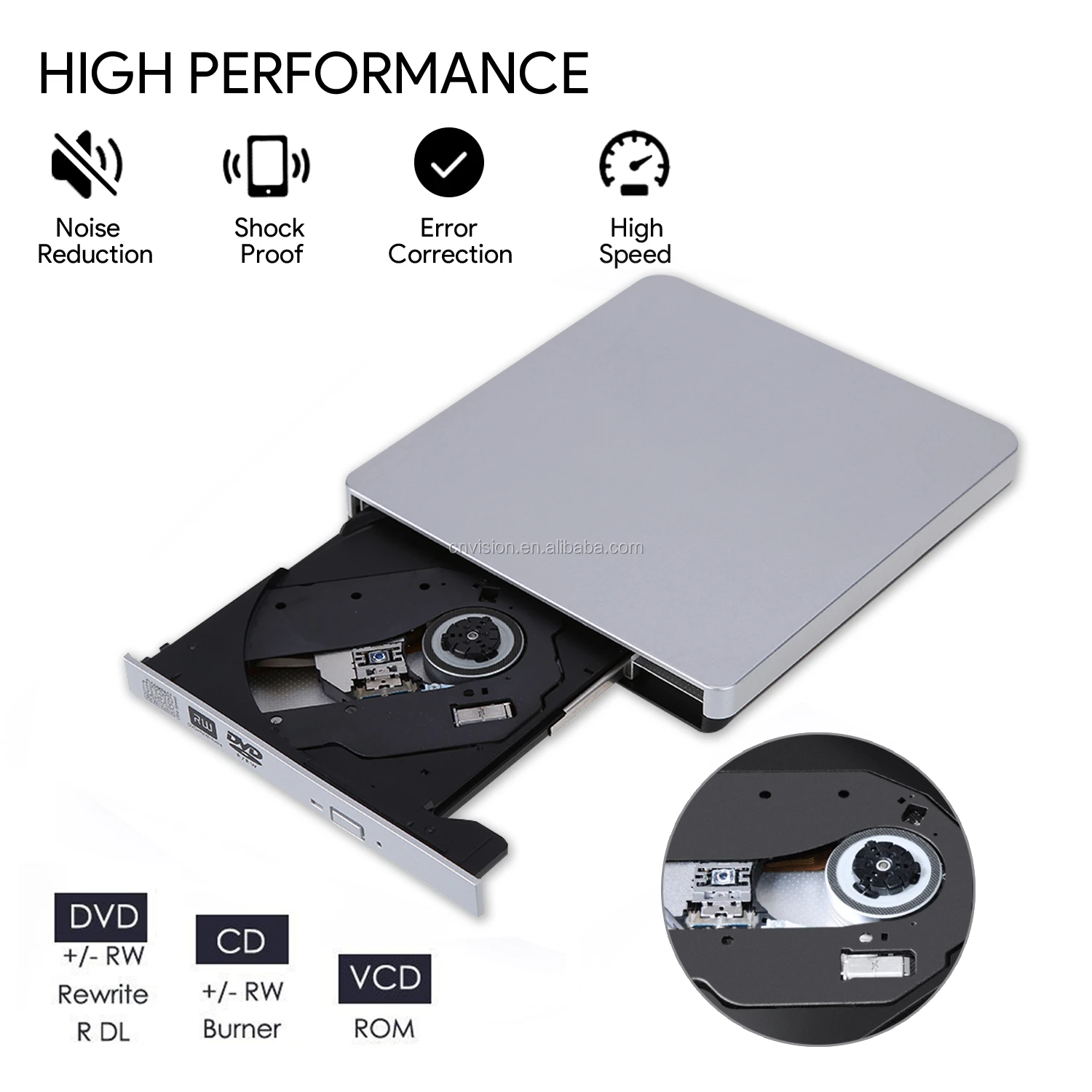 External CD Drive USB 3.0 Portable CD/Dvd +/-Rw Slim Rom Rewriter Burner For Laptop Desktop PC