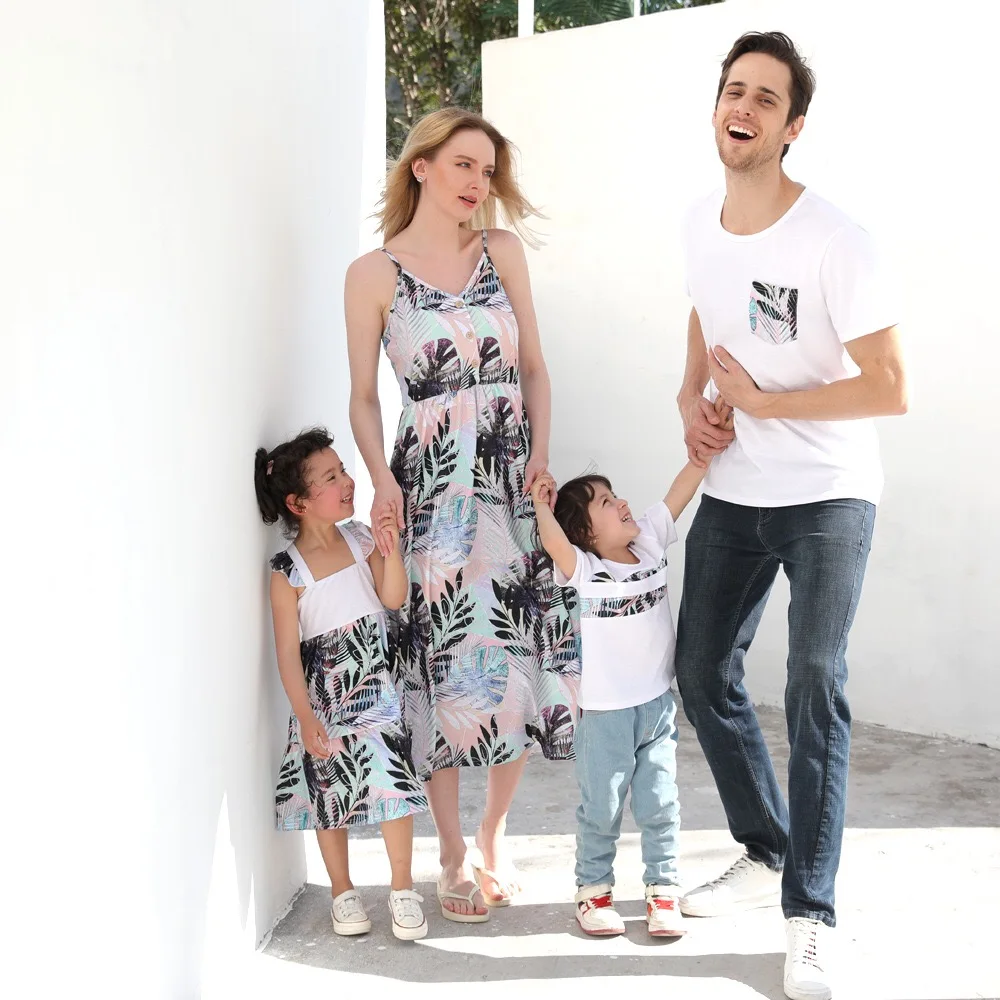 
New design Mother And Daughter figurine dad son family clothes Matching Dress Parent-Child Outfit 