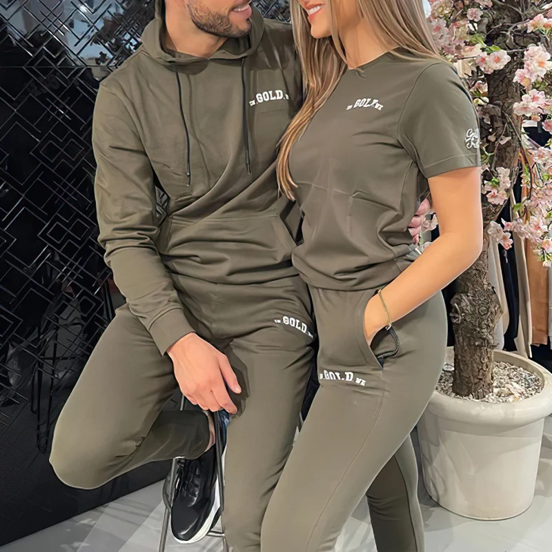 2022 OEM Unisex Casual Solid Color Hoodie Sweatshirt Sweatpants Lounge Couple Clothes Custom Logo Jogger Womens 2 Piece Sets