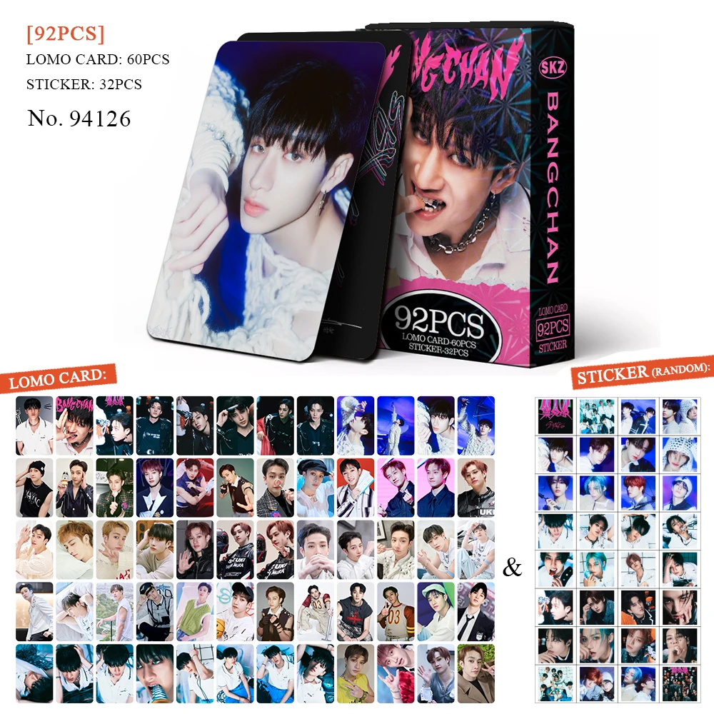 kpop Stray kids member 92pcs  60lomo card and 32 Stickers in stosk