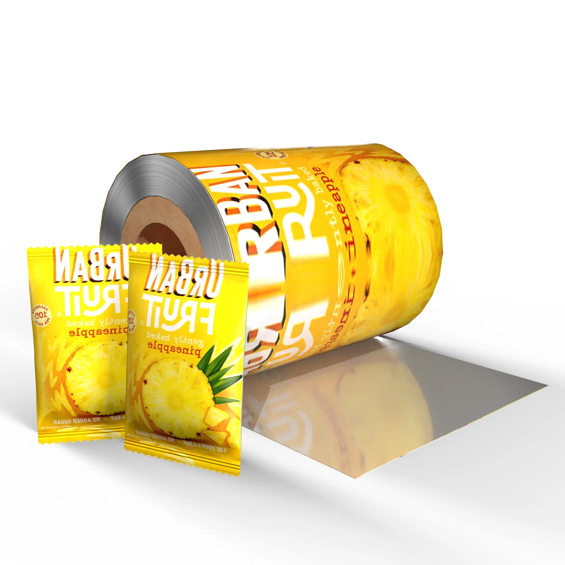 Custom printing laminated mylar cispy flakes banana potato chips pillow pouch snack food back sealing packaging film roll