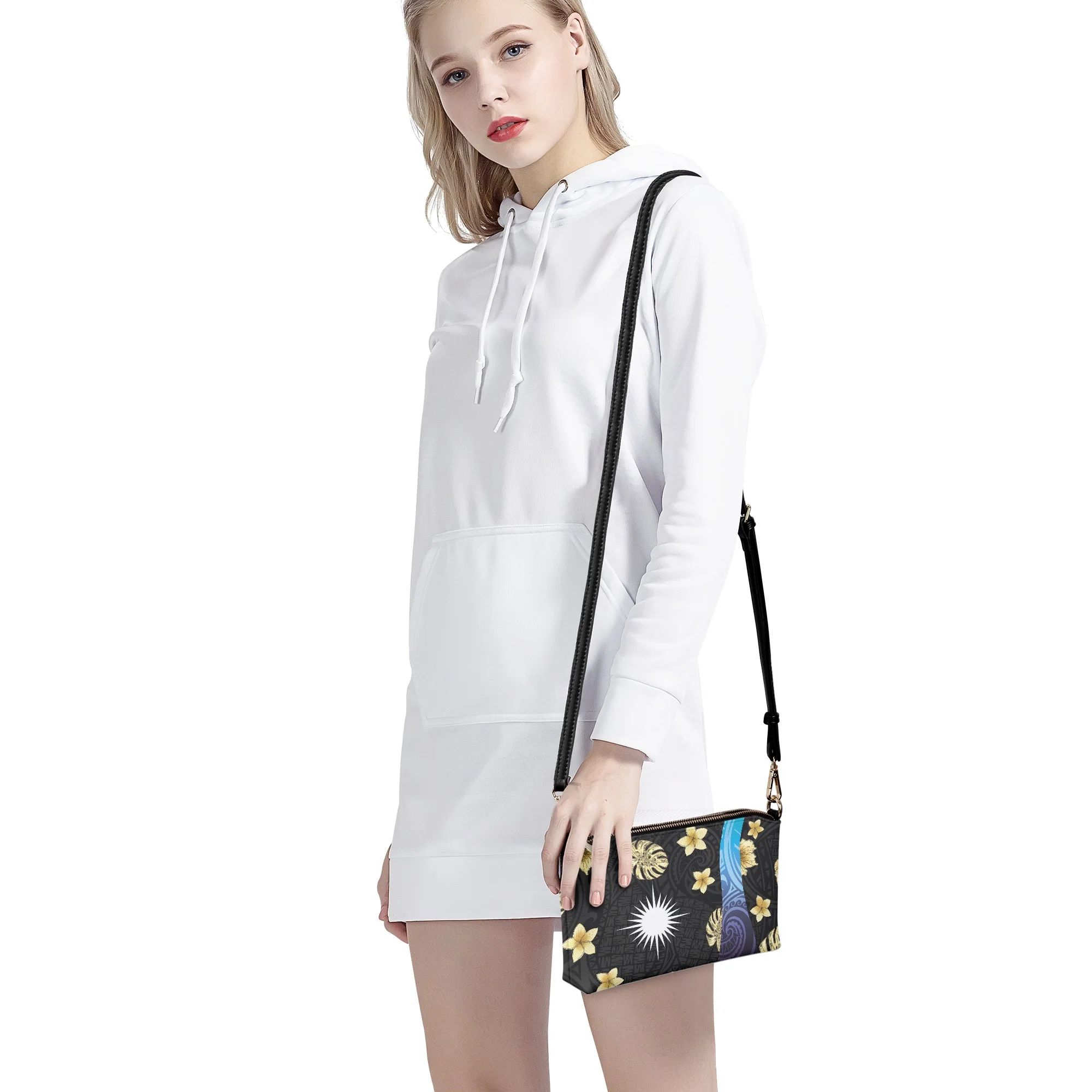 Marshall Islands Polynesian Women Fashion Shoulder Crossbody Bag Custom Designs Small Wristlet Handbags Leather Clutch Purses