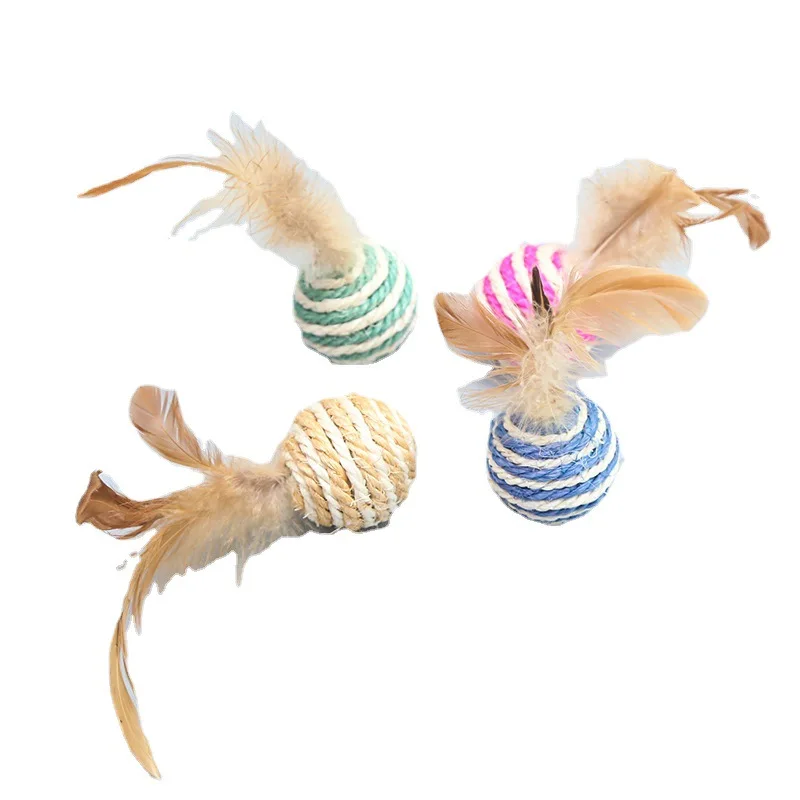 Sisal Hemp Rope Wrapped Cat Toy Ball Rolling Interactiveat Cat Teaser Toys