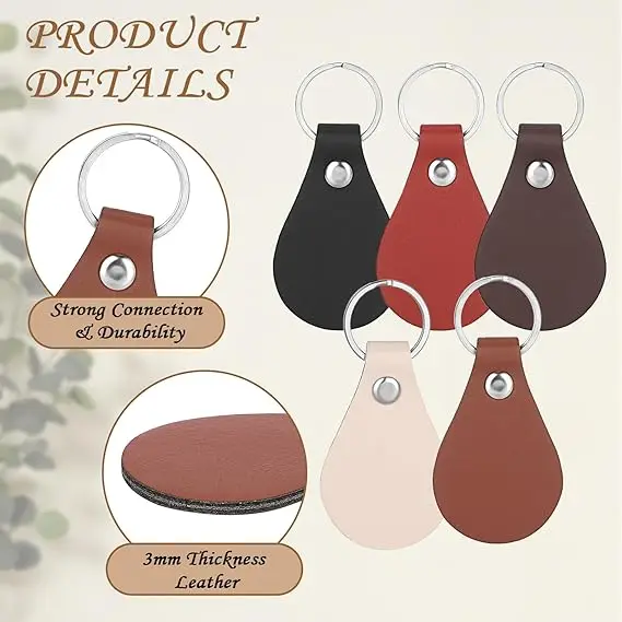 Hot Sales High Quality RFIDNFC Custom PU Leather Keychain DIY Car Pendant Gift Personalized customization Engraving Logo Keyring