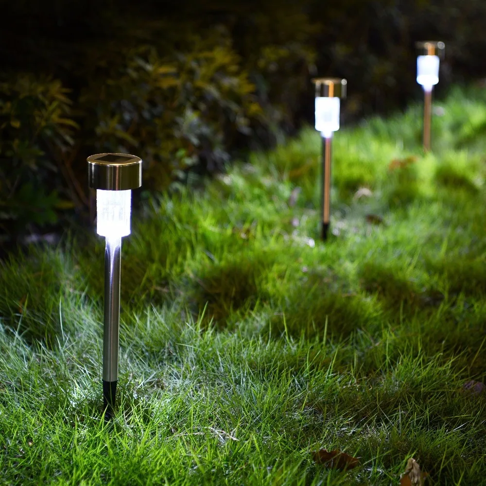 Outdoor Garden Waterproof Led Landscape Lighting Stainless Steel Solar Powered Lights For Pathway Walkway Patio Yard Lawn