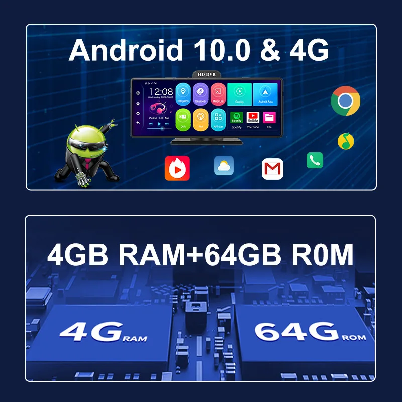 4 + 64 2023 новый продукт 10 26 дюймов 4G Автомобильное Зеркало Android DVR Dash камера 1080P Двойной Объектив WiFi GPS навигация ADAS дистанционное управление