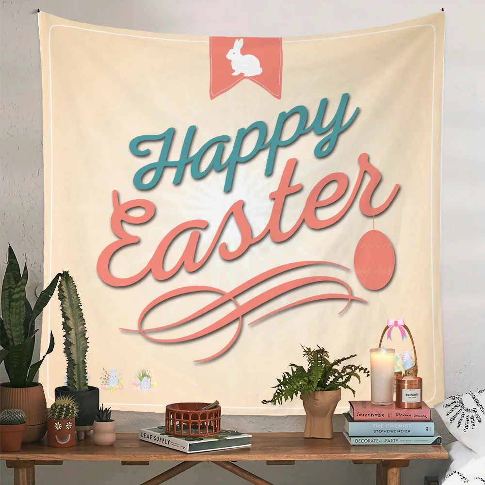 Wholesale selling bedroom living room decorative tapestry custom printing 100% colorful Easter tapestry