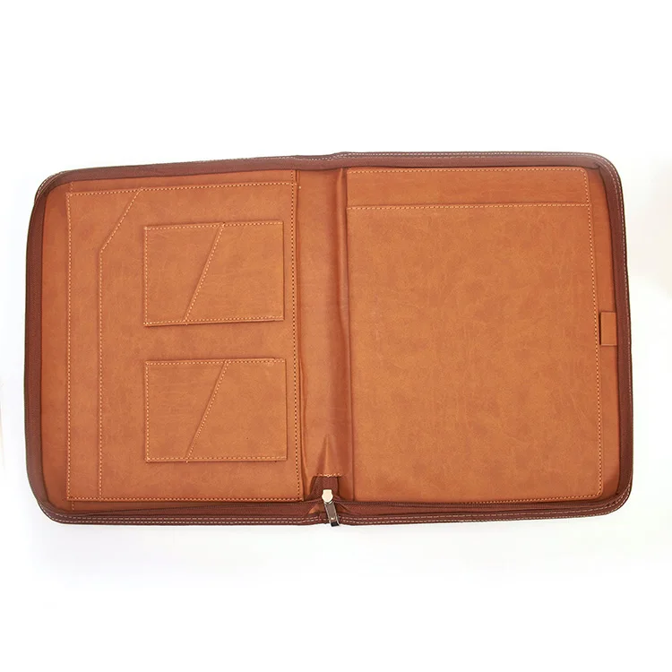
A5 size leather zipper file folder 