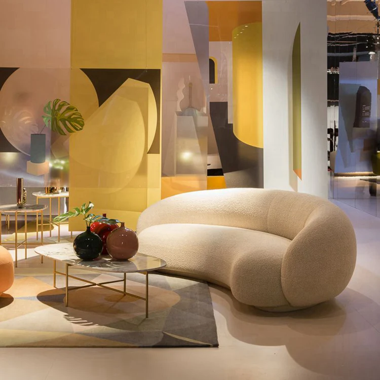 Wholesale price cheap salon living room furniture sets new design U shape soft fabric sofa set furniture