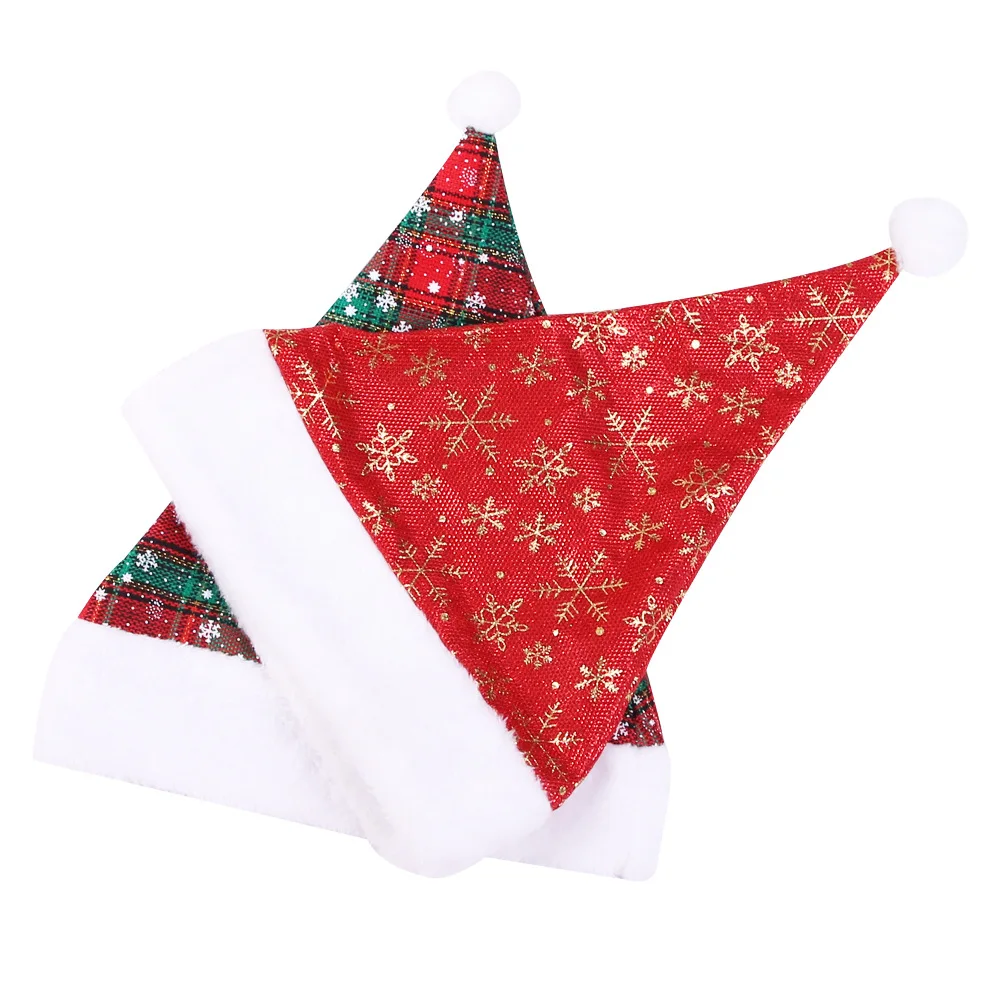 
Wholesale thick golden snowflake hat christmas old man decorations red christmas party hats 