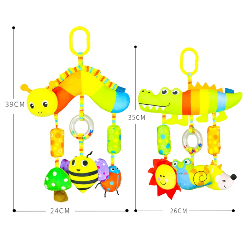 Baby Hanging Toys Car Seat Toys for Infants with BB Squeaker Soft Plush Baby Stroller Toys with C-Clip Ring