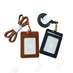 Custom Metro Card Cover Multi-Color Business Working Cards School Cartoon Pu Leather ID Card Badge Holder with Rope