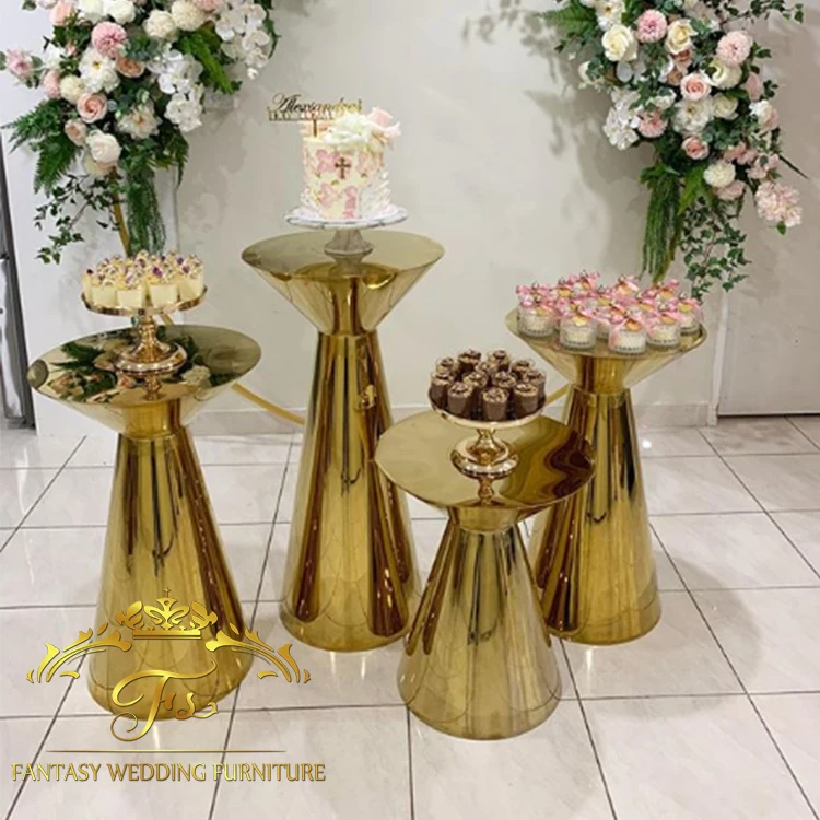 gold metal stainless steel frame wedding dessert buffet display stand