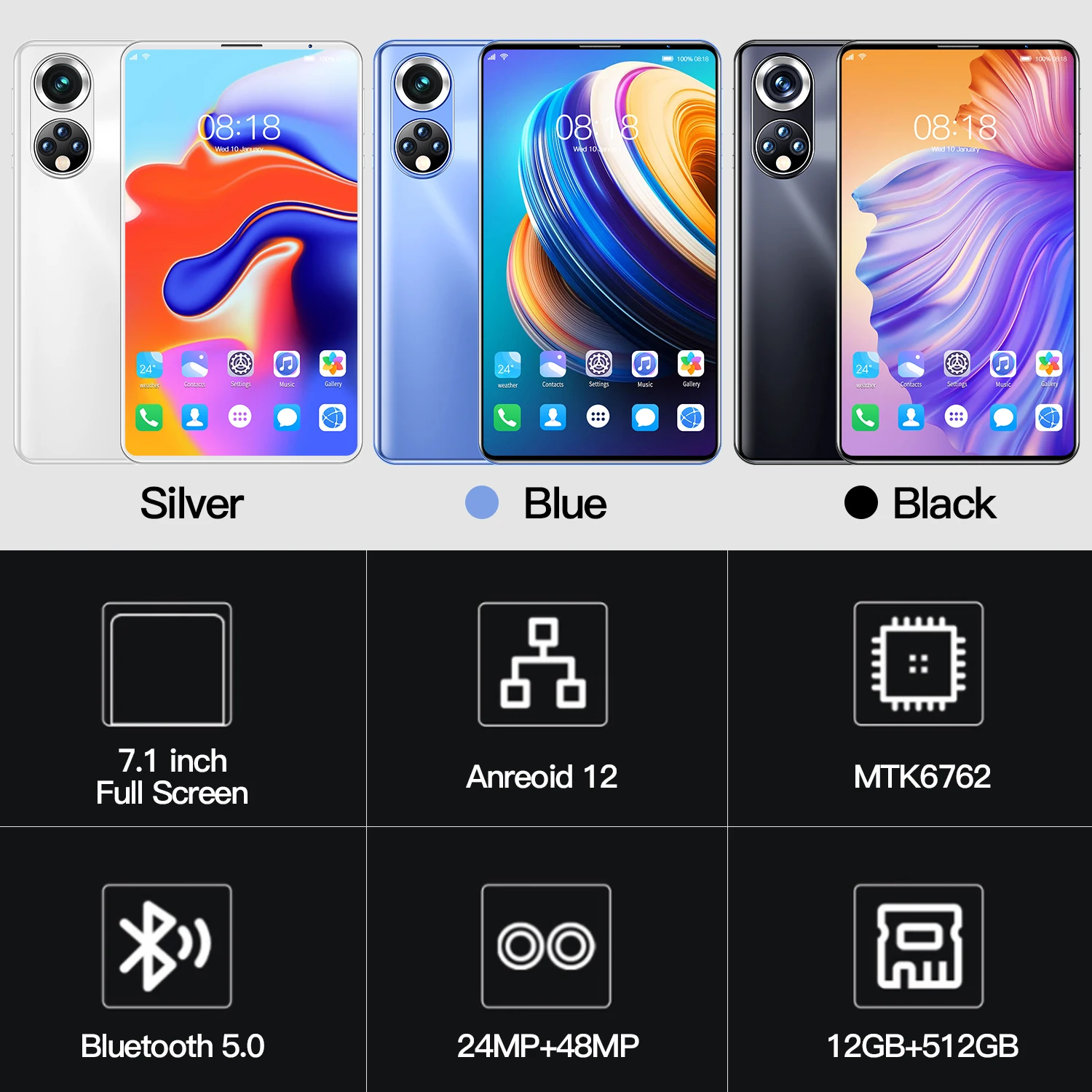 Best octa core 7.1 inch a tablet phones 12GB+512GB android tablet with dual sim card