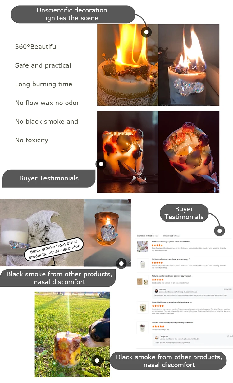 Best selling handmade private label customized soy scented candle with dried flower  inside