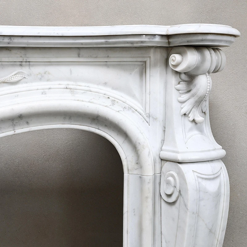 Custom Made Wholesale Stone Carved White Marble Fireplace Mantel Surround With Lion Chateau Home Decoration Designs For Sale