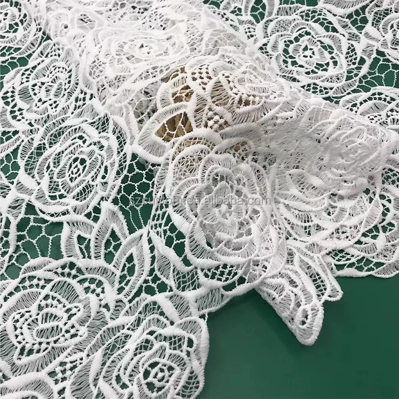 3d guipure flower floral cotton embroidery nigerian water soluble milk silk lace fabrics for dress