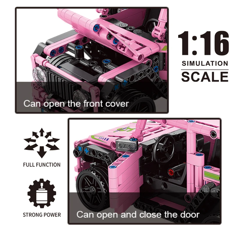 New Style Toy Kits Pink Color Block Sets Educational Assembling Rc Cars 3D Models Building Blocks Remote Control Car For Girls
