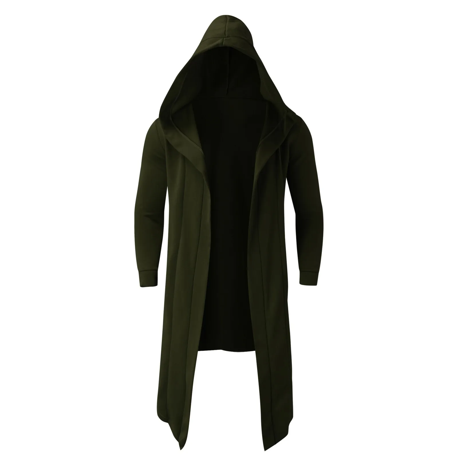 Men Hooded Sweatshirts Black Hoodies Fashion Jacket long Sleeves Cloak Coats Outwear Medieval Costume