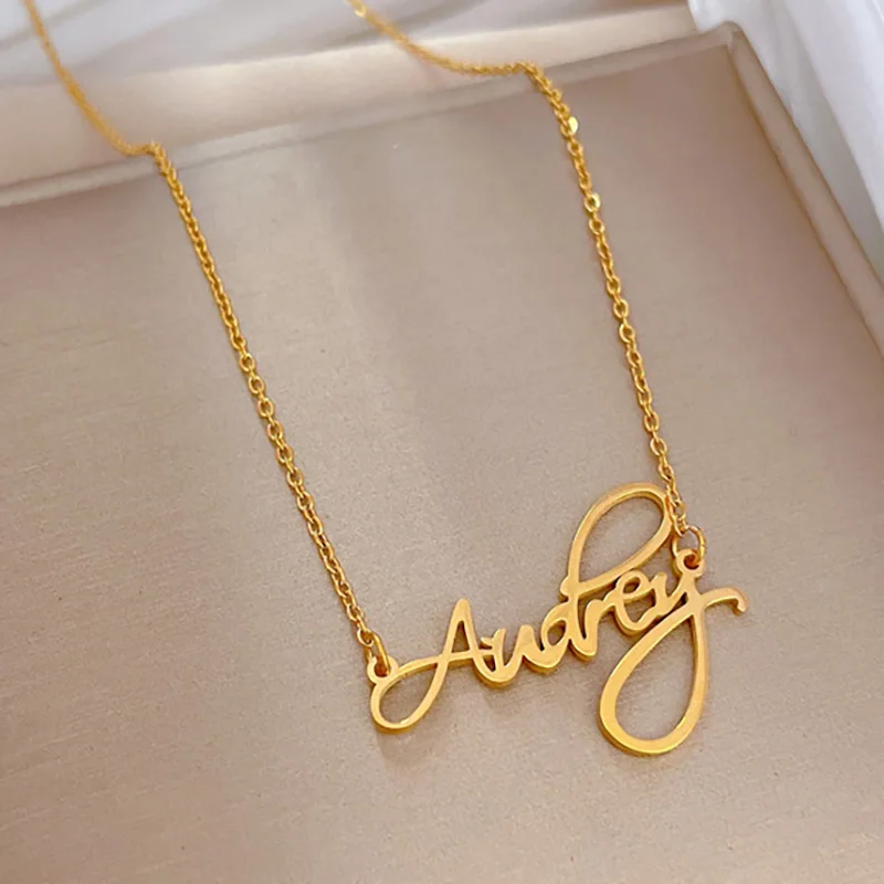 stainless steel English letter sample gold necklace fashion women clavicle chain choker necklaces