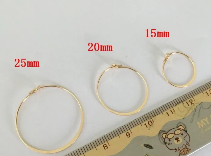 NANA high quality 14k italian gold filled round flat wire earring hoop,20mm brass gold filled earring accessories