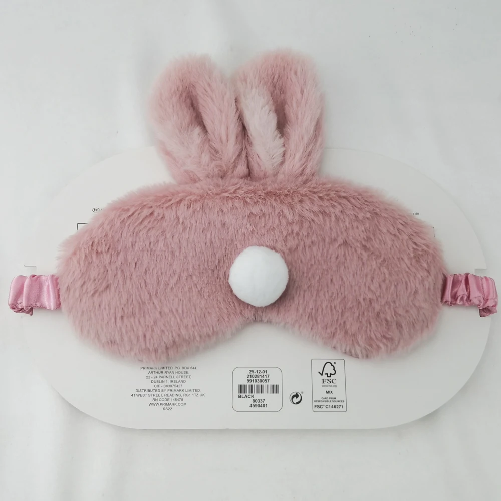 Cute Sleeping Eyemask Black Rabbit Animal Cartoon Style Silk Feeling Plush Bunny Eye-Shade Cover Blinder