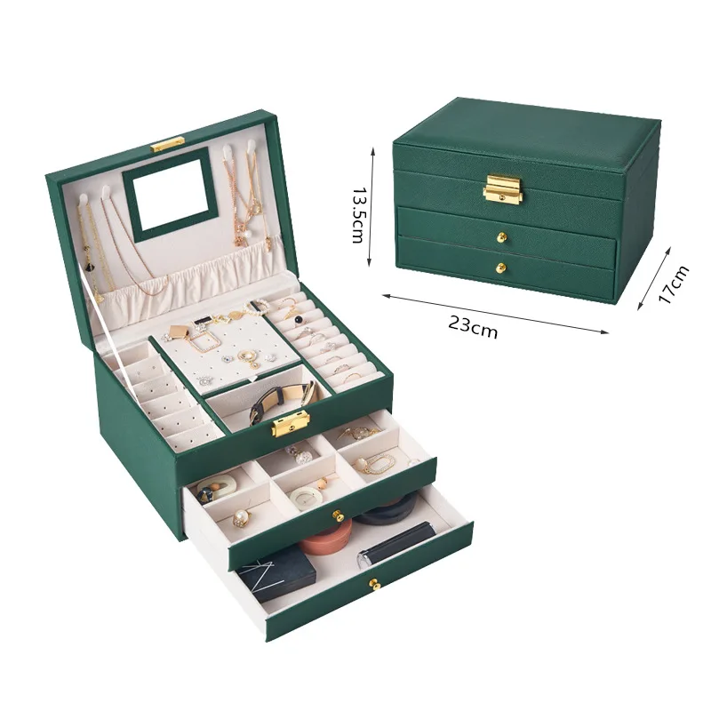 Xinxing custom Jewellery Boxes Necklace Box Ring Earring Storage Lockable Luxury Wholesale Leather Jewellery Boxes