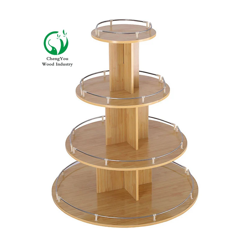 wooden rubber wood plank commercial shopping mall display stands retail cosmetic store display racks with accessaries