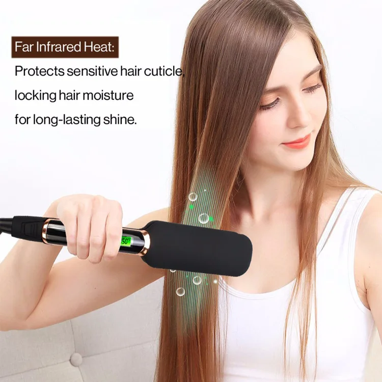 professional infrared hair iron LCD display wide plate MCH fast heating ceramic titanium coating hair straightener