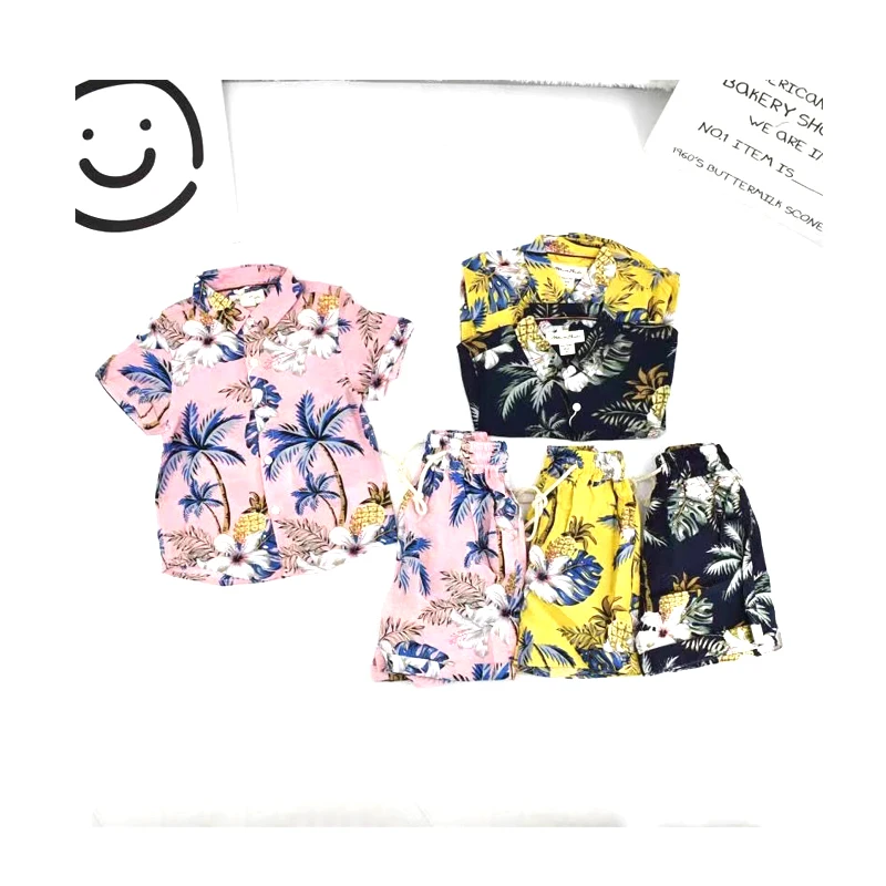 Baby Boys Clothes Set Floral Print Shirt Tops + Short Pants Suits Toddler Kids Children Beach Hawaiian Casual Clothes