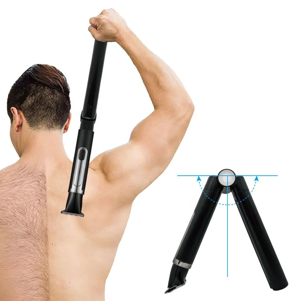 Long Foldable Flexible Man Groomer Rechargeable Body Electric Detachable Handle Back Shaver for Men