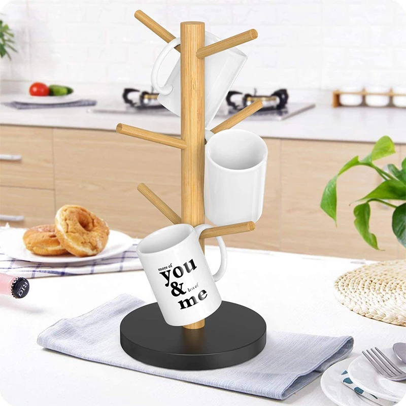 
Bamboo Mug Rack, Coffee Mug Tree, Coffee Cup Holder, 