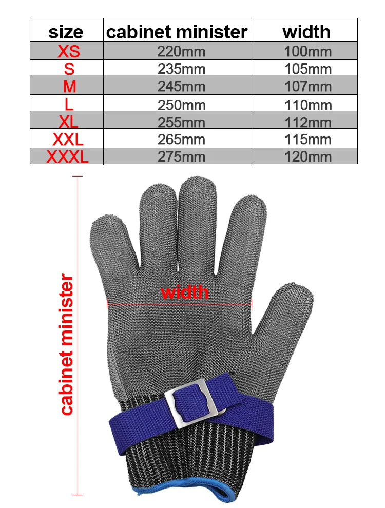 Cut Resistant Durable Rustproof Butcher Cutting Protection Stainless Steel Mesh Metal Wire Gloves