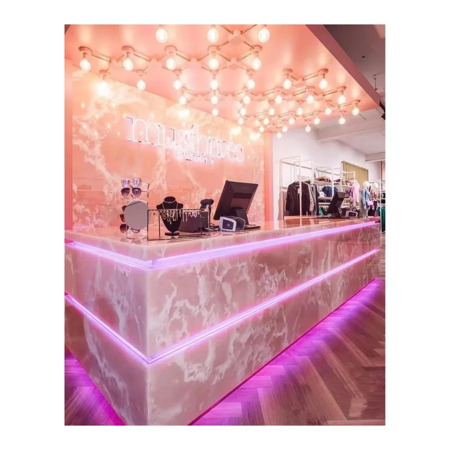 Luxury Backlit Pink onyx Onice losas Bathroom Vanity Countertops Natural Tiles onyx Marble Pink Onyx Slab for floor tile