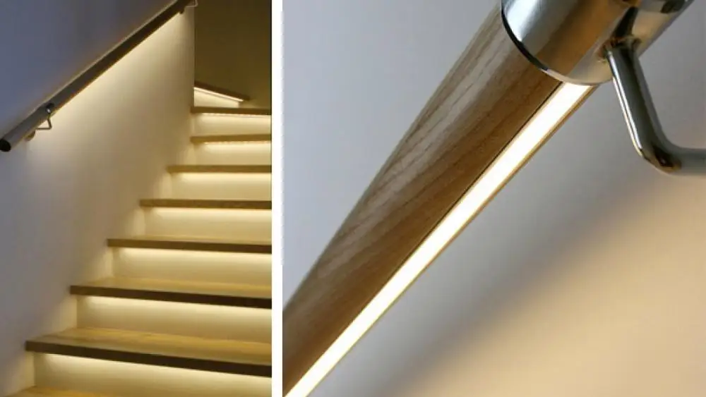 Wood Luminous Led Light Handrail For Stairs