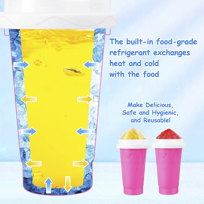 Wholesale Silicone Slushie Maker Cup Double Layer Squeeze Slushy Maker Ice Cream Quick Frozen Smoothies Cup