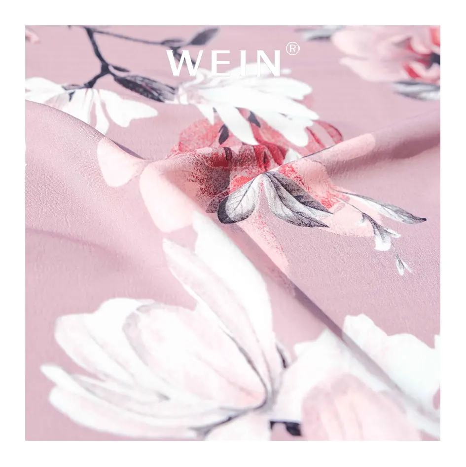WI-B10 Polyester Koshibo Crepe Digital Custom Flowers Elegant Pink Floral Printing For Women Dress Fabric