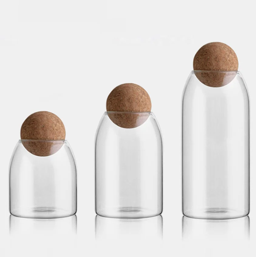 
Christmas gift ball shape wooden lid glass jar 