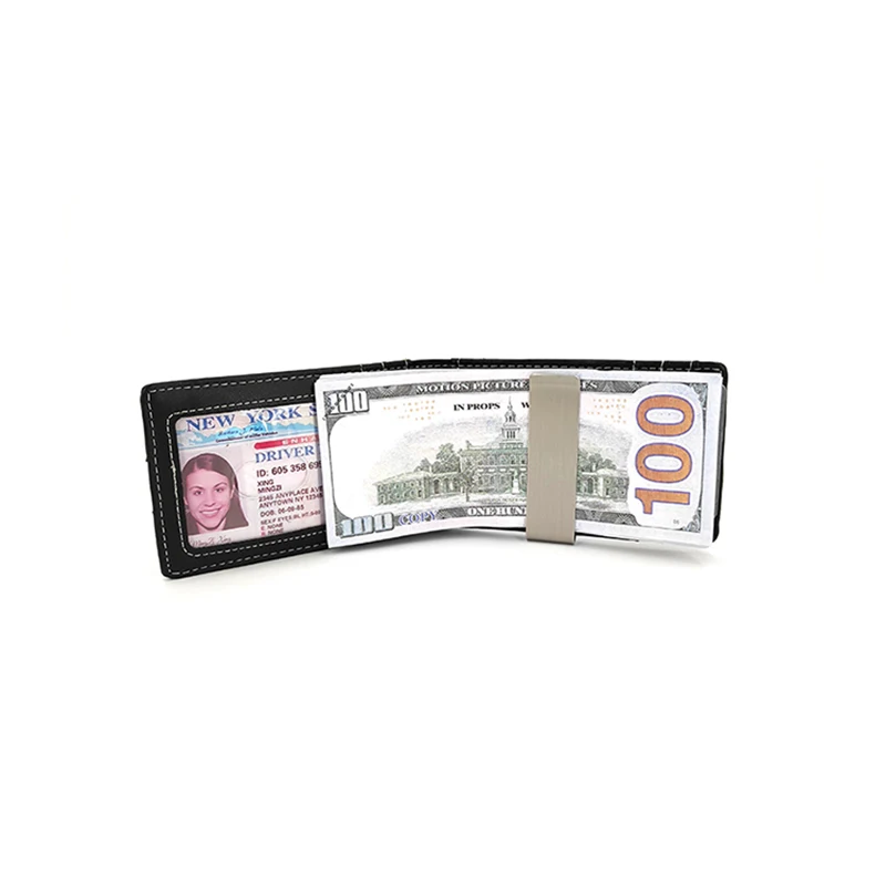 Зажим для денег на заказ Тонкий минималистичный двойной RFID блокирующий мужской кошелек ПУ черный углеволоконный женский кожаный