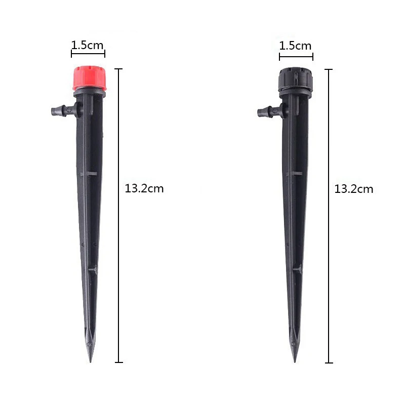 1/4 Inch (4-7mm) Plastic Drip Irrigation Tubing with Adjustable 360 Degree Water Flow Droppers 5 Inch Arrow Stake Drip Emitters